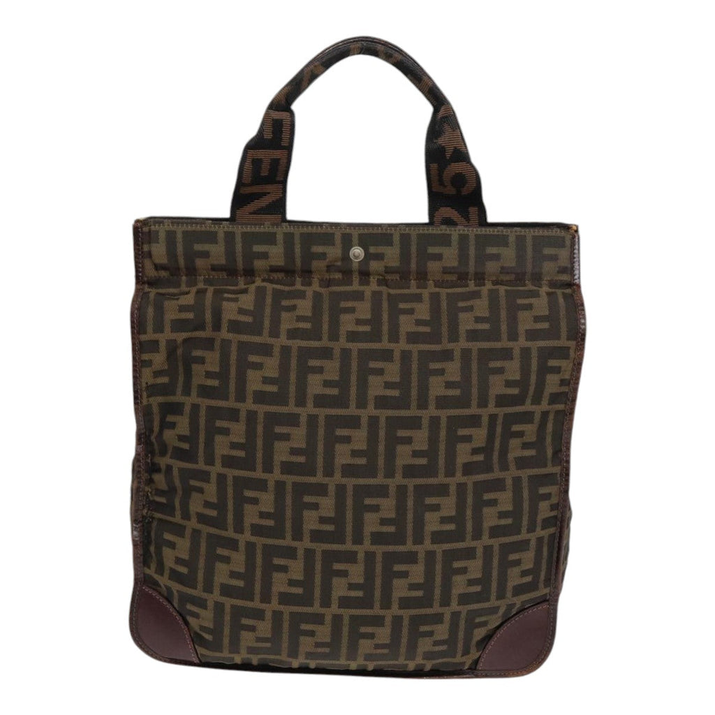 FENDI Zucca Canvas Hand Bag Brown Black Silver bs17723