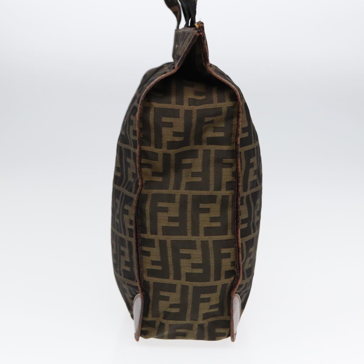 FENDI Zucca Canvas Hand Bag Brown Black Silver bs17723