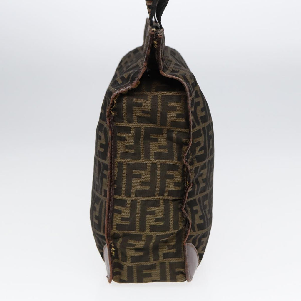 FENDI Zucca Canvas Hand Bag Brown Black Silver bs17723