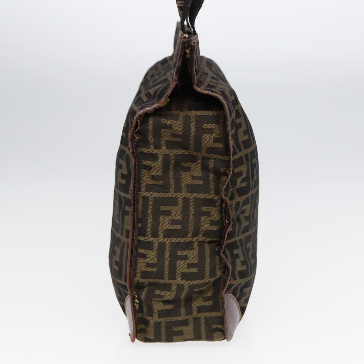 FENDI Zucca Canvas Hand Bag Brown Black Silver bs17723