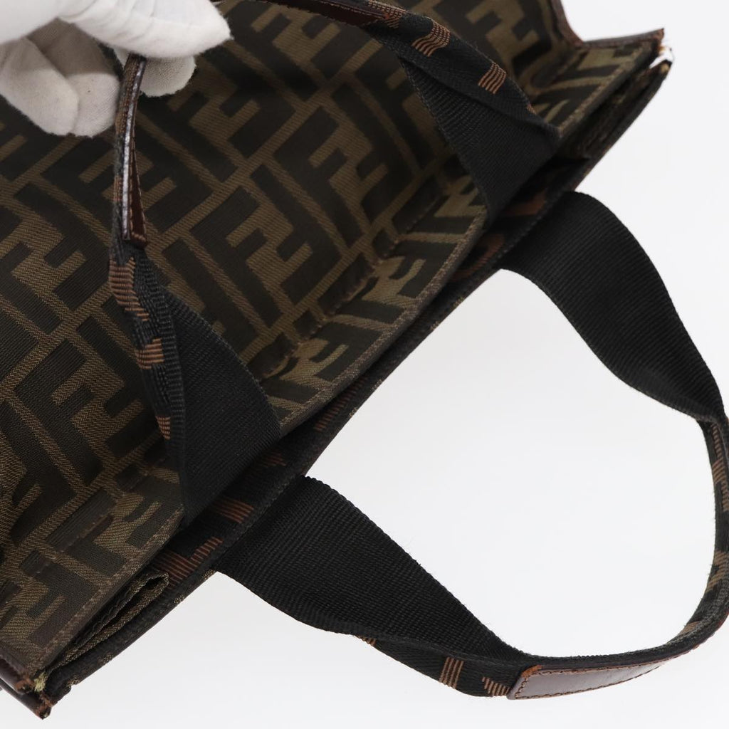FENDI Zucca Canvas Hand Bag Brown Black Silver bs17723