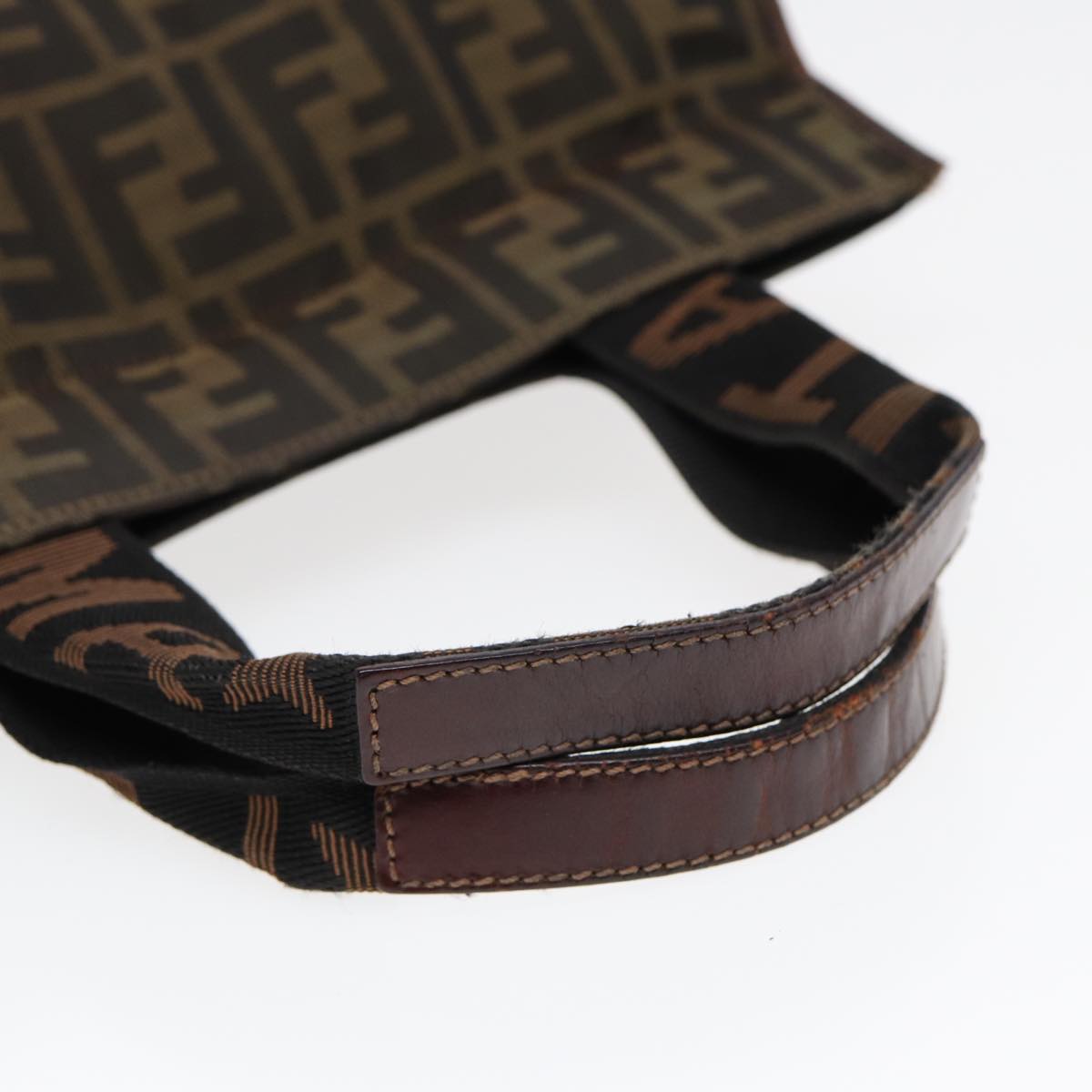 FENDI Zucca Canvas Hand Bag Brown Black Silver bs17723