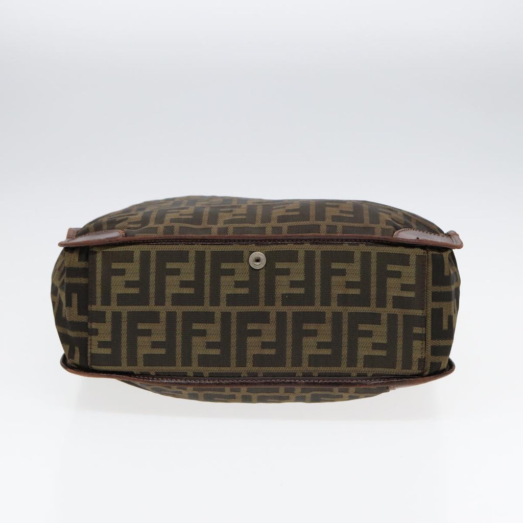 FENDI Zucca Canvas Hand Bag Brown Black Silver bs17723