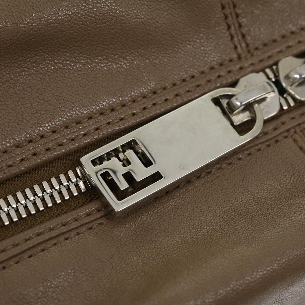 FENDI Tote Bag Leather Gray bs1776