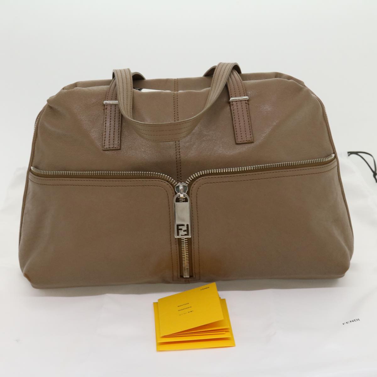FENDI Tote Bag Leather Gray bs1776