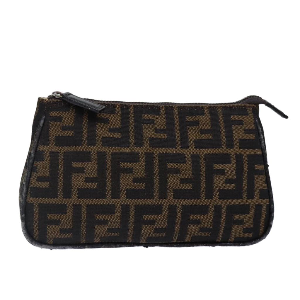 FENDI Zucca Canvas Pouch Brown Black Silver bs17760