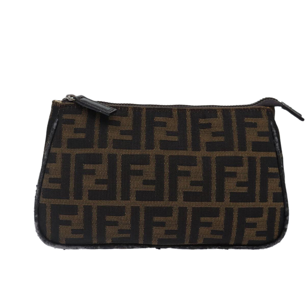 FENDI Zucca Canvas Pouch Brown Black Silver bs17760