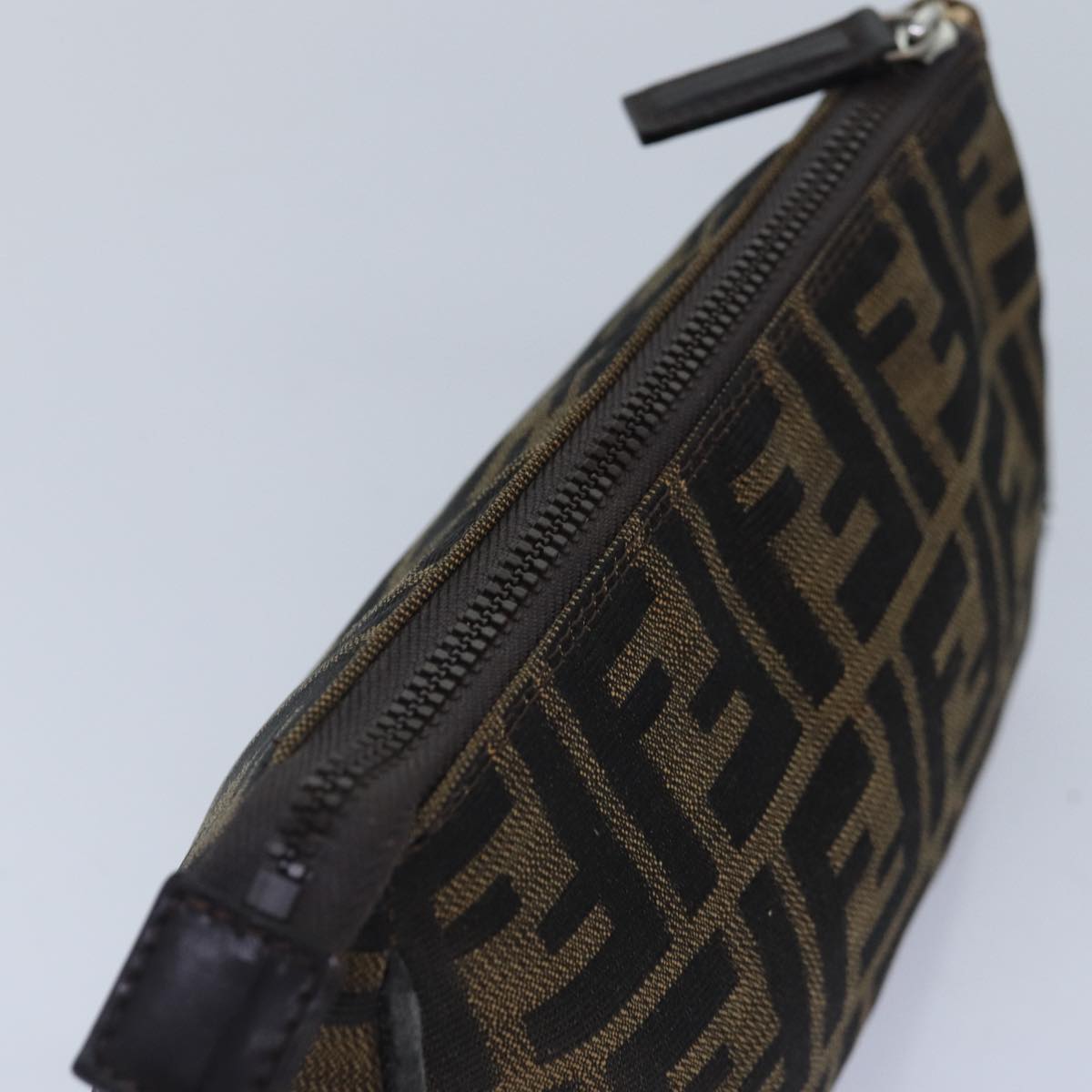 FENDI Zucca Canvas Pouch Brown Black Silver bs17760