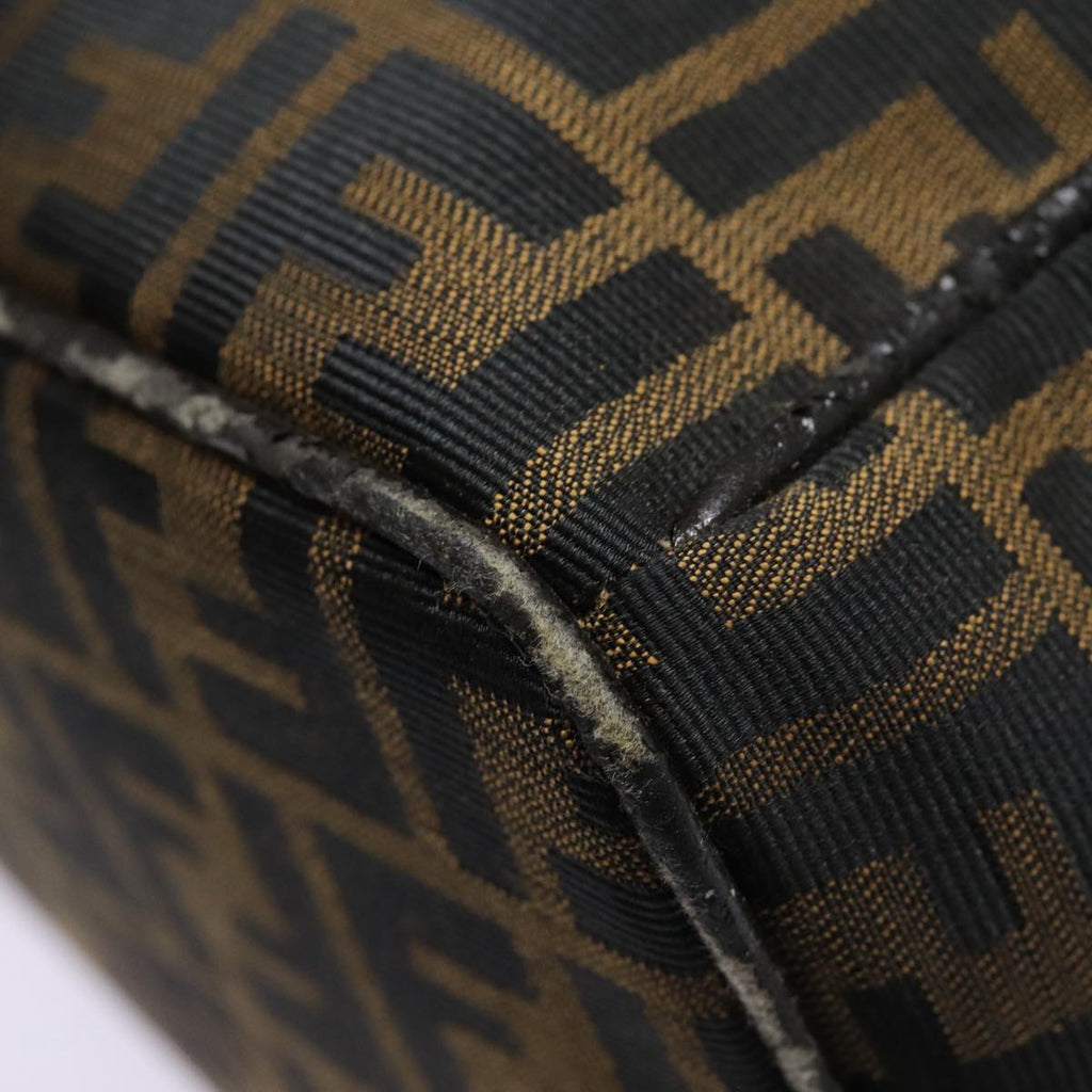 FENDI Zucca Canvas Vanity Hand Bag Brown Black gold bs17761