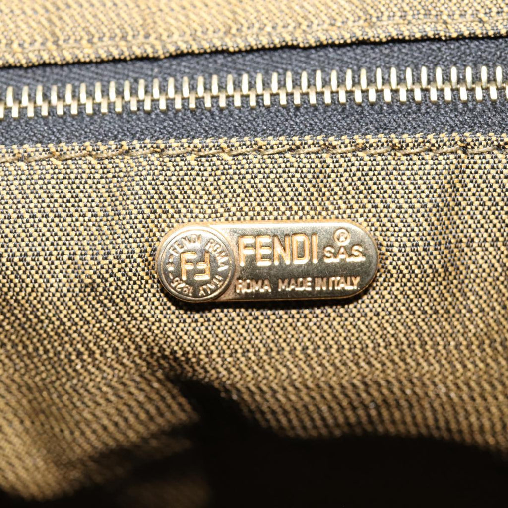 FENDI Zucca Canvas Vanity Hand Bag Brown Black gold bs17761