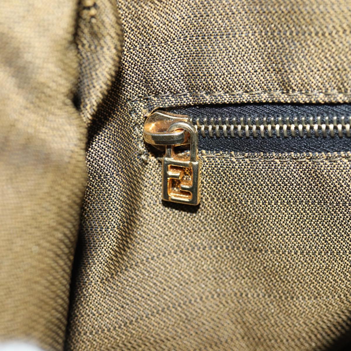 FENDI Zucca Canvas Vanity Hand Bag Brown Black gold bs17761