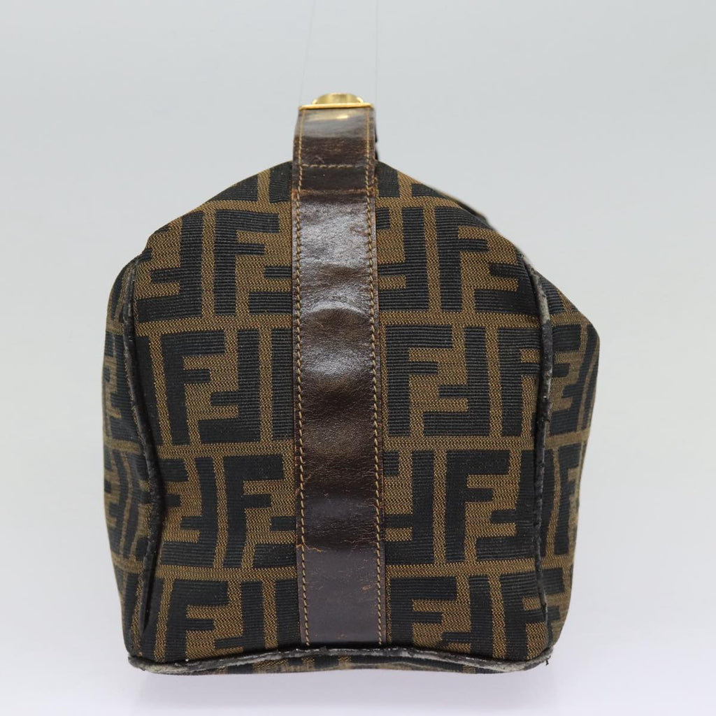 FENDI Zucca Canvas Vanity Hand Bag Brown Black gold bs17761