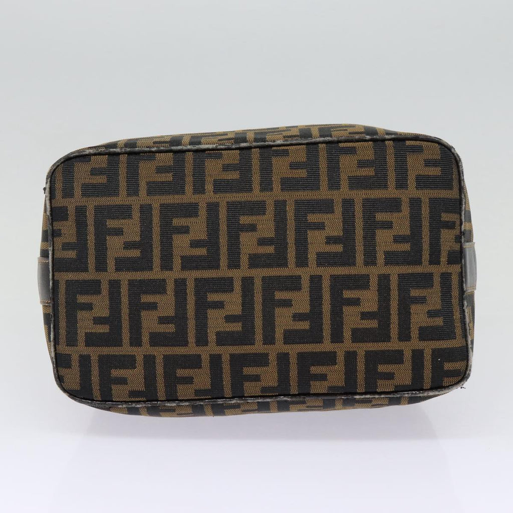 FENDI Zucca Canvas Vanity Hand Bag Brown Black gold bs17761