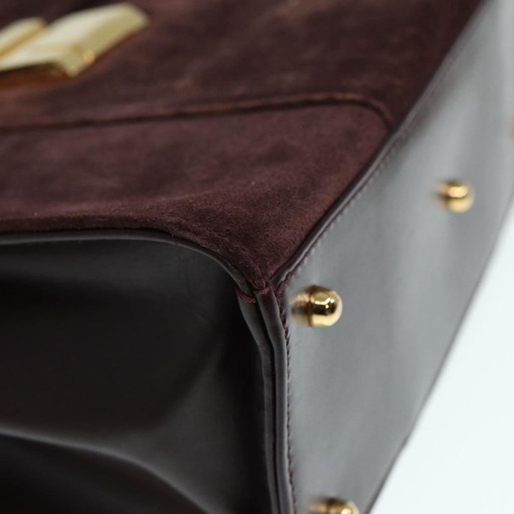 GUCCI Hand Bag Suede 2way Gold Brown bs17780