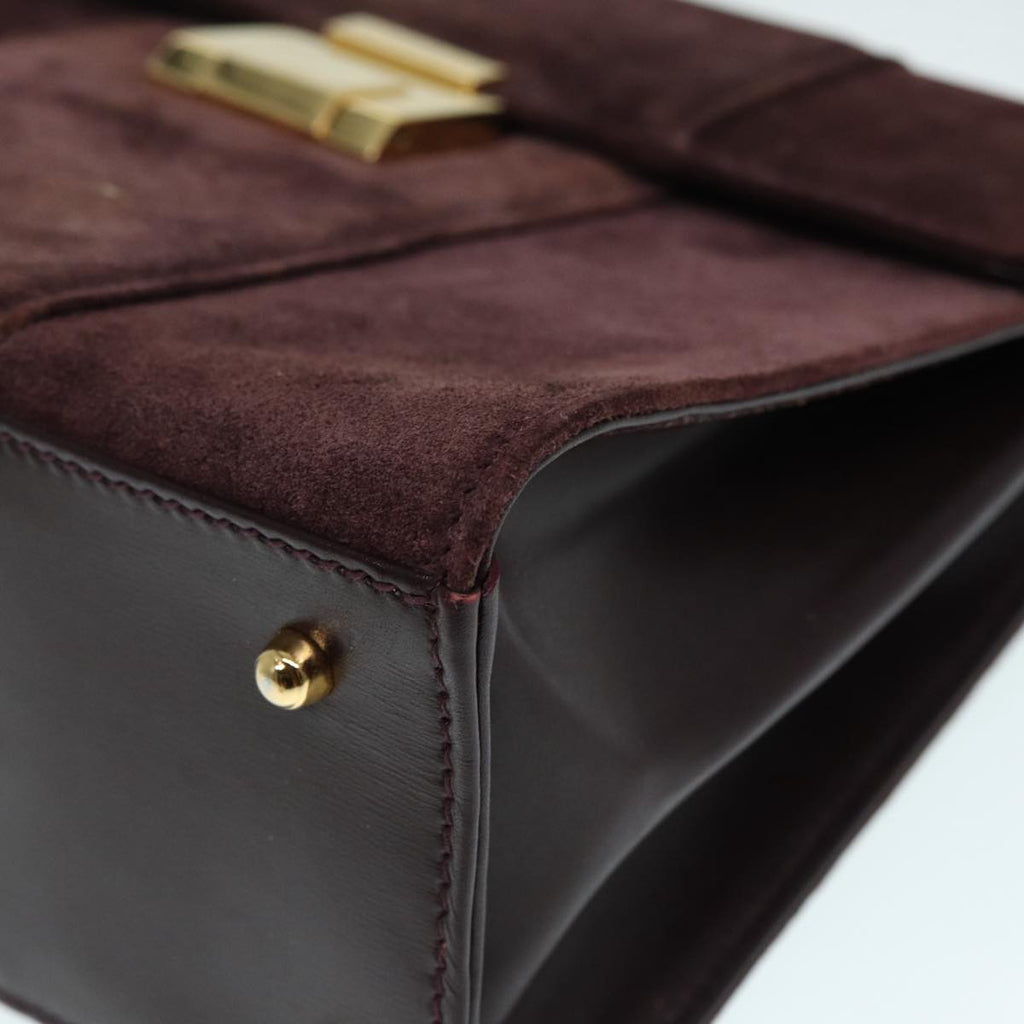 GUCCI Hand Bag Suede 2way Gold Brown bs17780