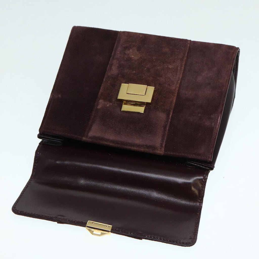 GUCCI Hand Bag Suede 2way Gold Brown bs17780