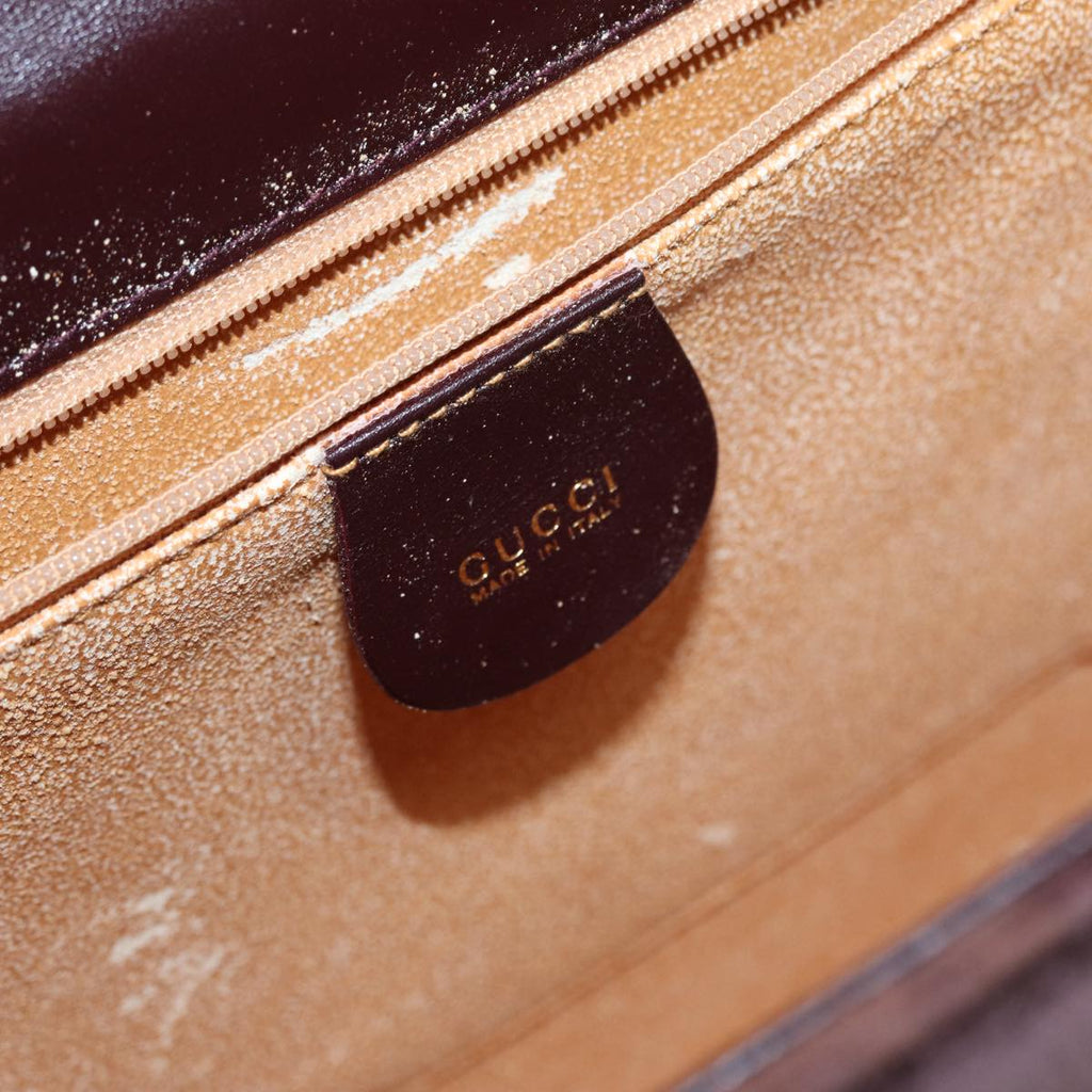 GUCCI Hand Bag Suede 2way Gold Brown bs17780
