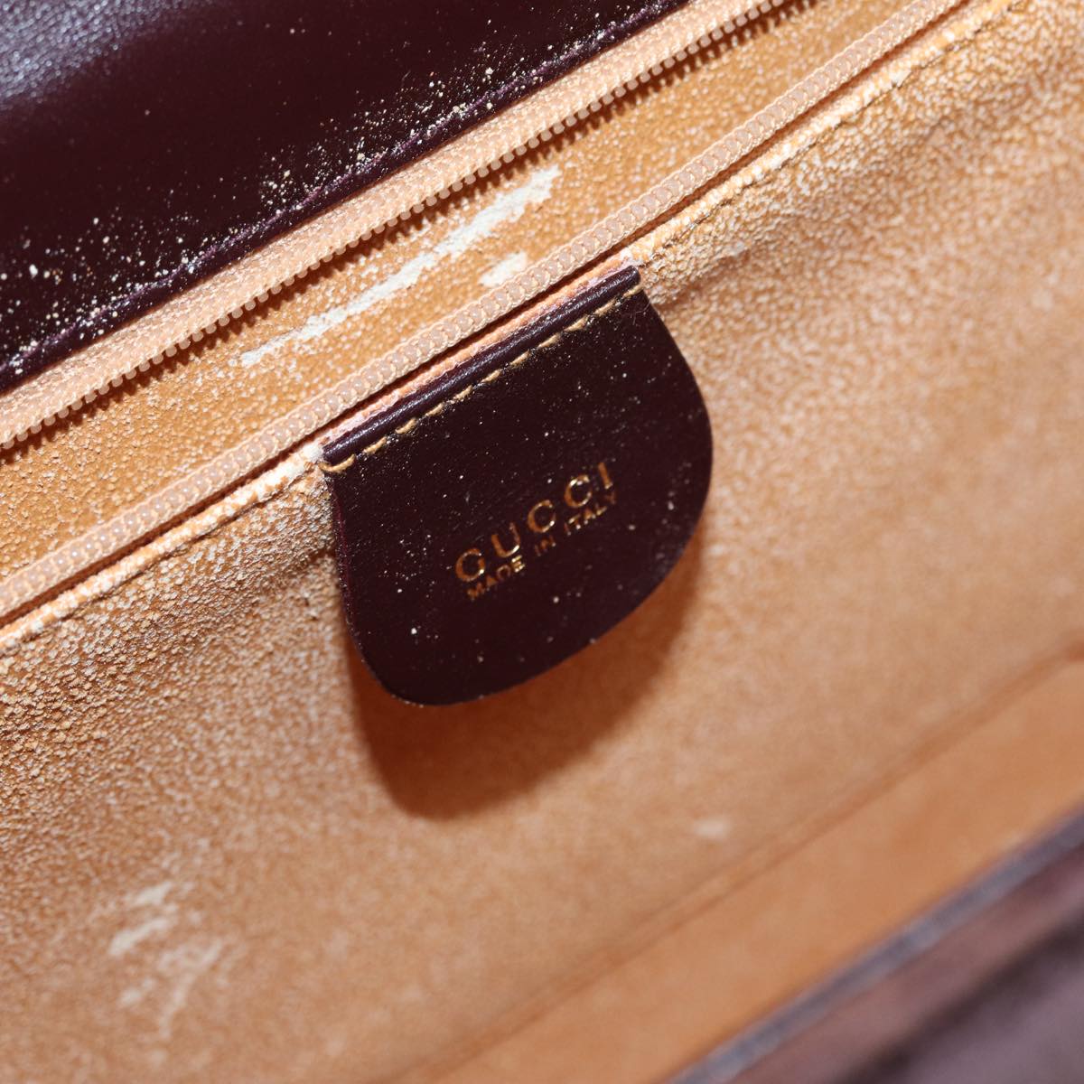 GUCCI Hand Bag Suede 2way Gold Brown bs17780
