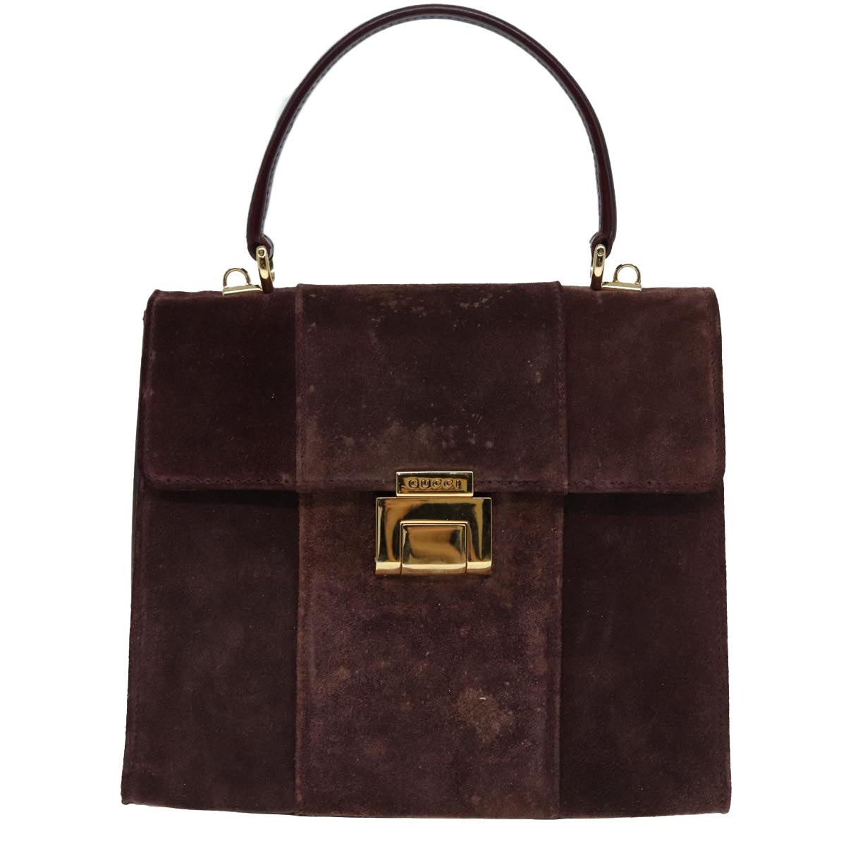 GUCCI Hand Bag Suede 2way Gold Brown bs17780