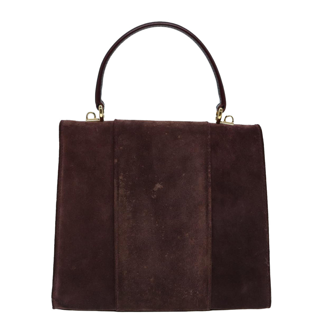 GUCCI Hand Bag Suede 2way Gold Brown bs17780