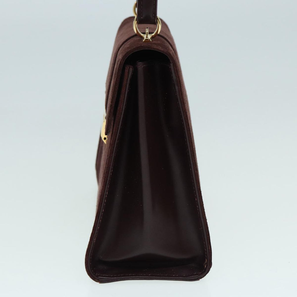 GUCCI Hand Bag Suede 2way Gold Brown bs17780