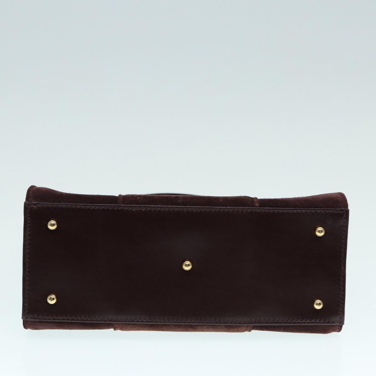 GUCCI Hand Bag Suede 2way Gold Brown bs17780