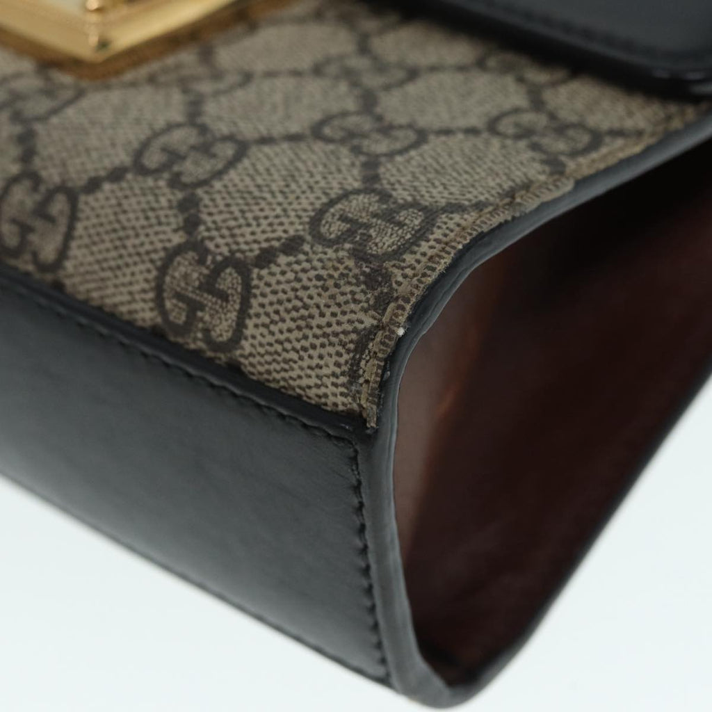 GUCCI GG Supreme Chain Shoulder Bag PVC Beige Gold 409487 bs17798