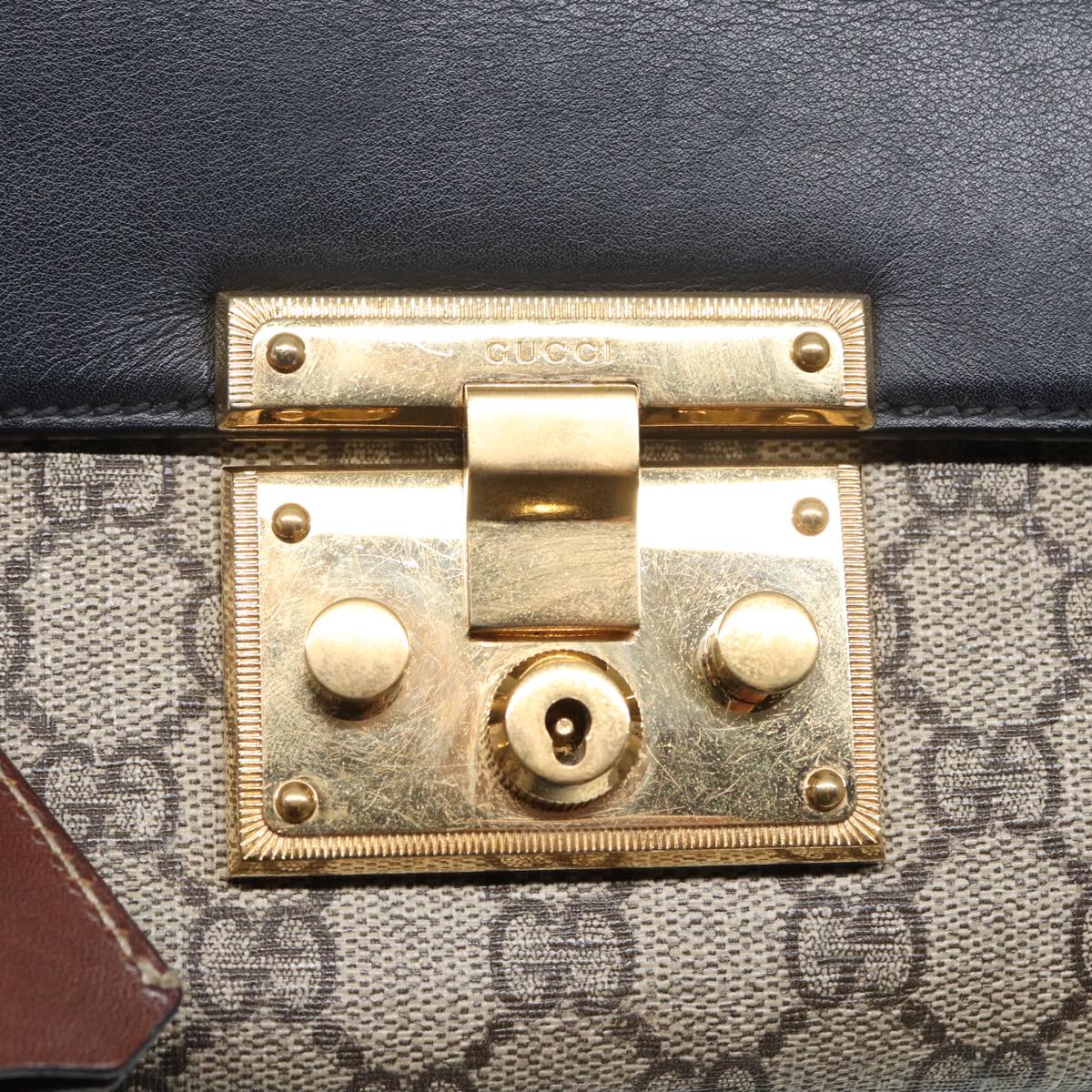 GUCCI GG Supreme Chain Shoulder Bag PVC Beige Gold 409487 bs17798