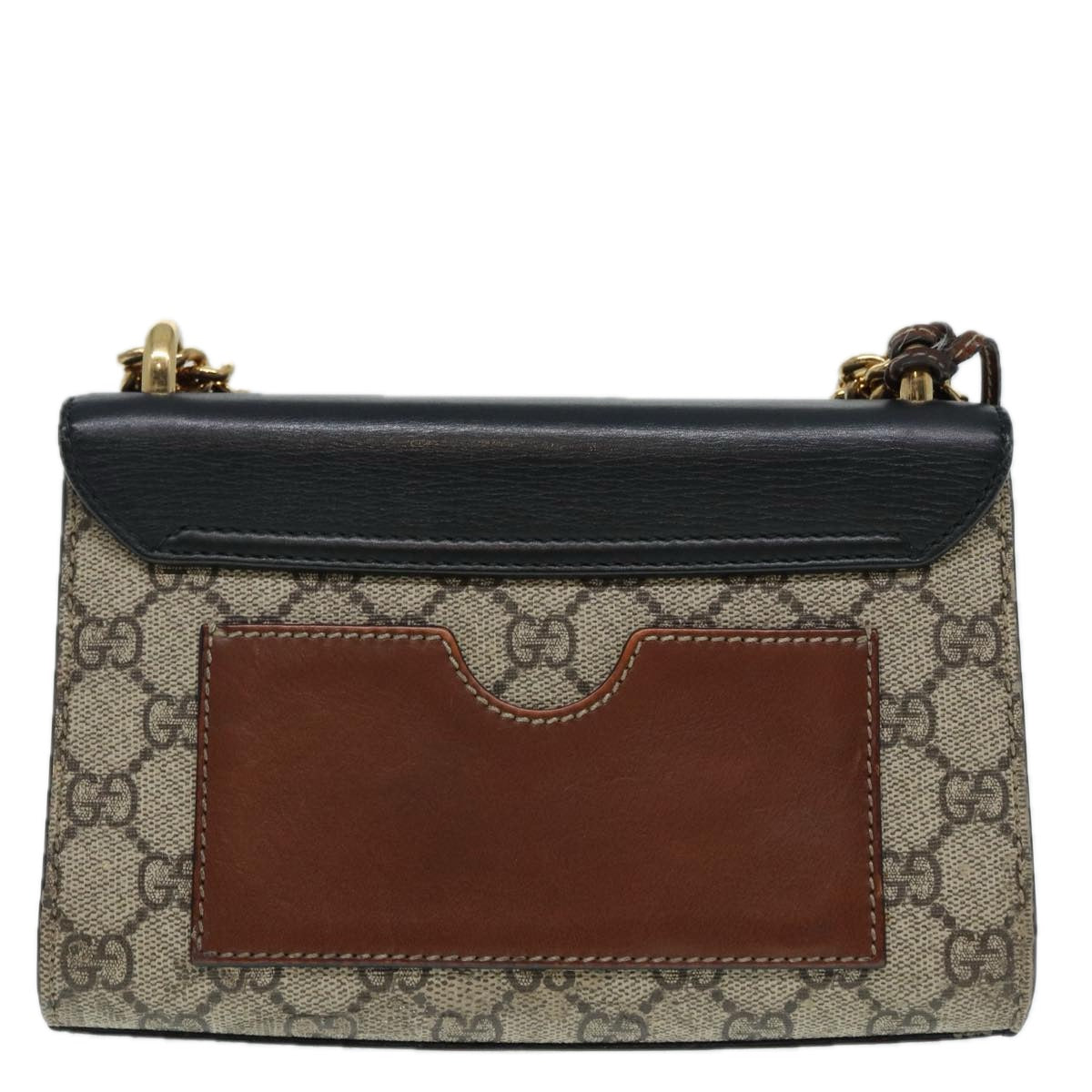 GUCCI GG Supreme Chain Shoulder Bag PVC Beige Gold 409487 bs17798
