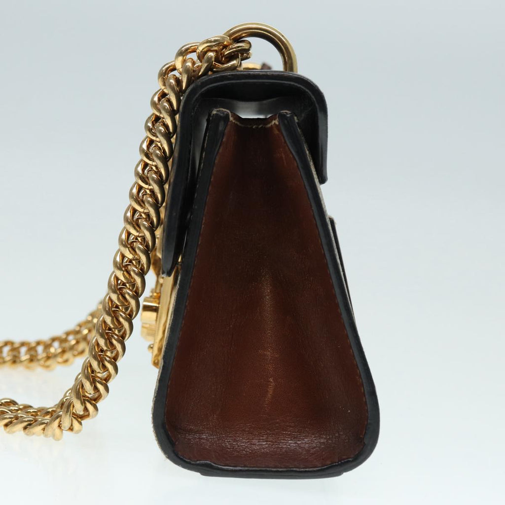 GUCCI GG Supreme Chain Shoulder Bag PVC Beige Gold 409487 bs17798
