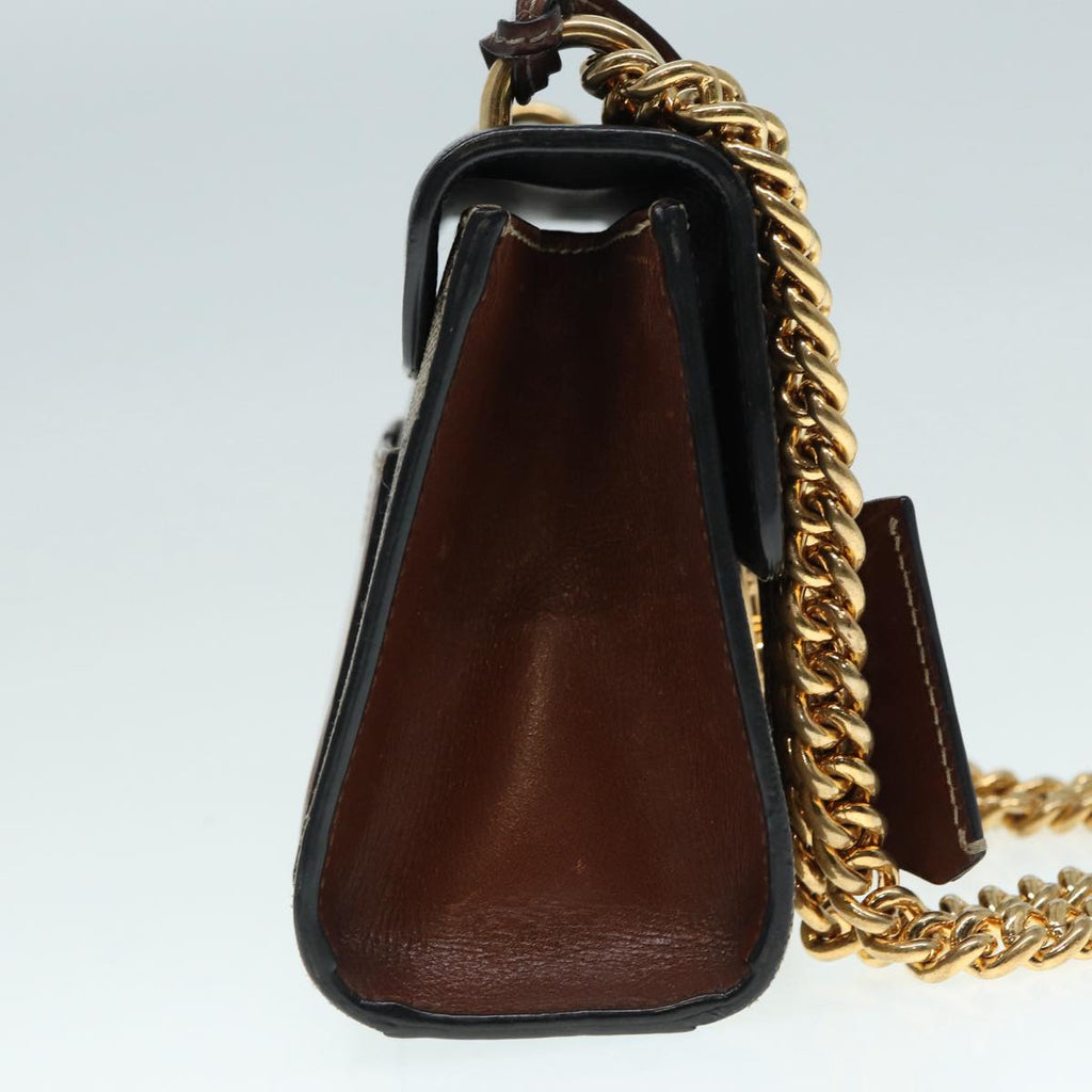 GUCCI GG Supreme Chain Shoulder Bag PVC Beige Gold 409487 bs17798
