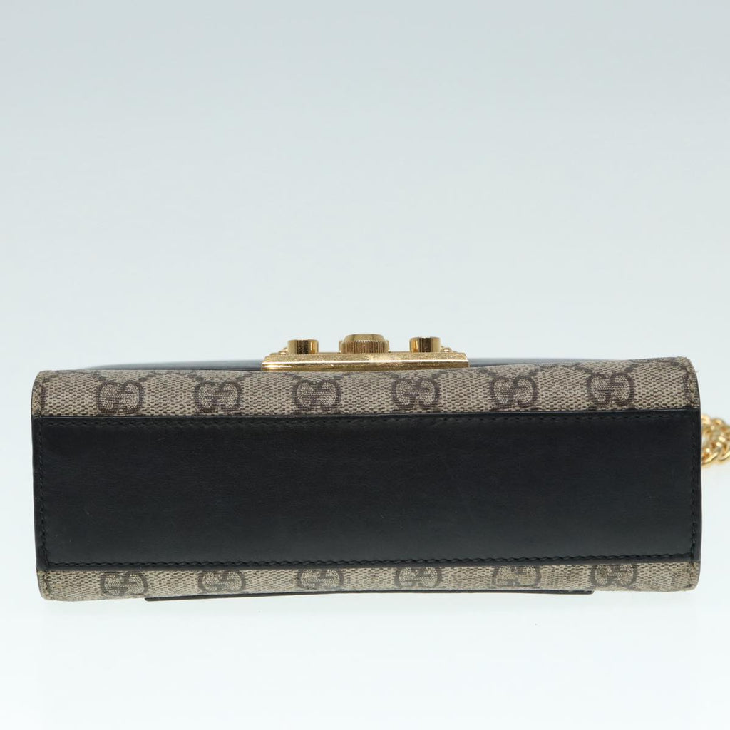 GUCCI GG Supreme Chain Shoulder Bag PVC Beige Gold 409487 bs17798