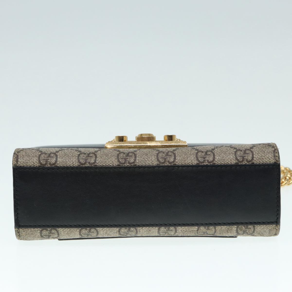 GUCCI GG Supreme Chain Shoulder Bag PVC Beige Gold 409487 bs17798