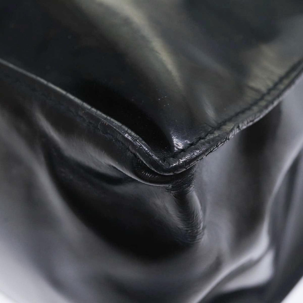 CHANEL Hand Bag Patent leather Black Silver CC bs17831