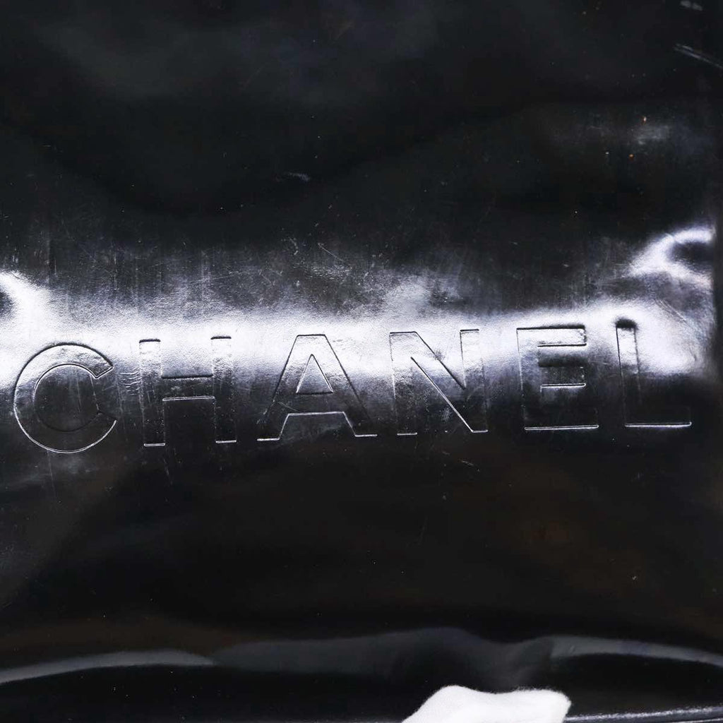 CHANEL Hand Bag Patent leather Black Silver CC bs17831