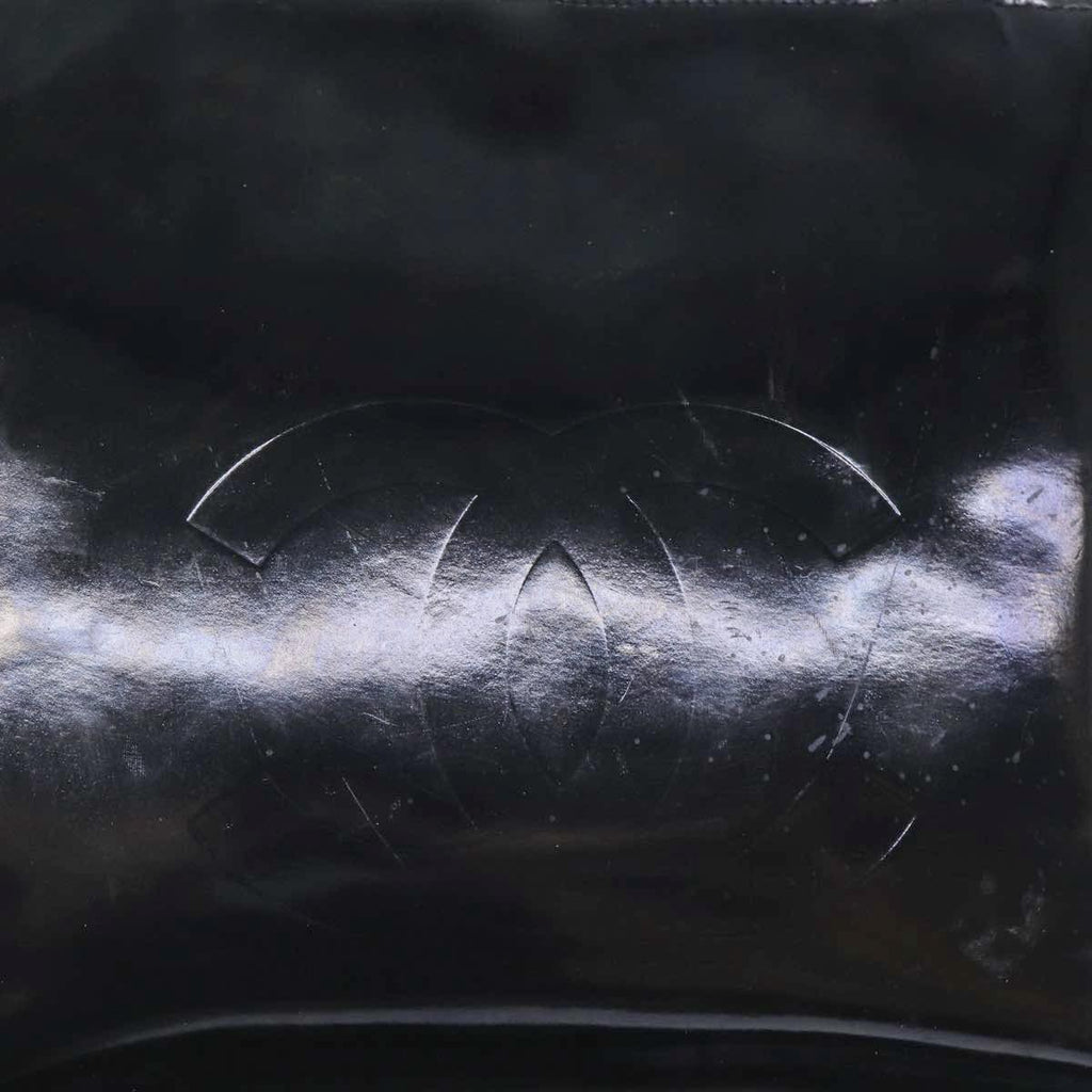 CHANEL Hand Bag Patent leather Black Silver CC bs17831