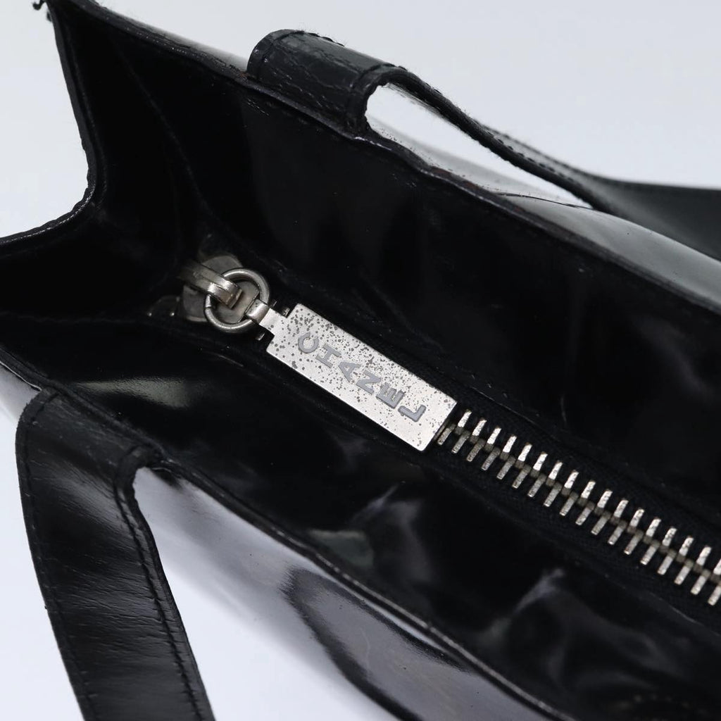 CHANEL Hand Bag Patent leather Black Silver CC bs17831
