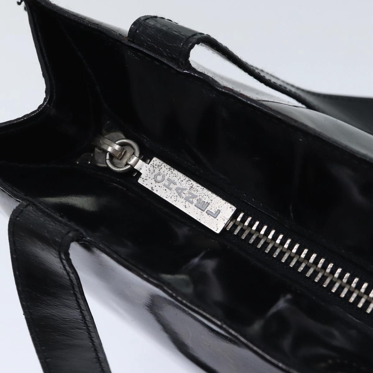 CHANEL Hand Bag Patent leather Black Silver CC bs17831