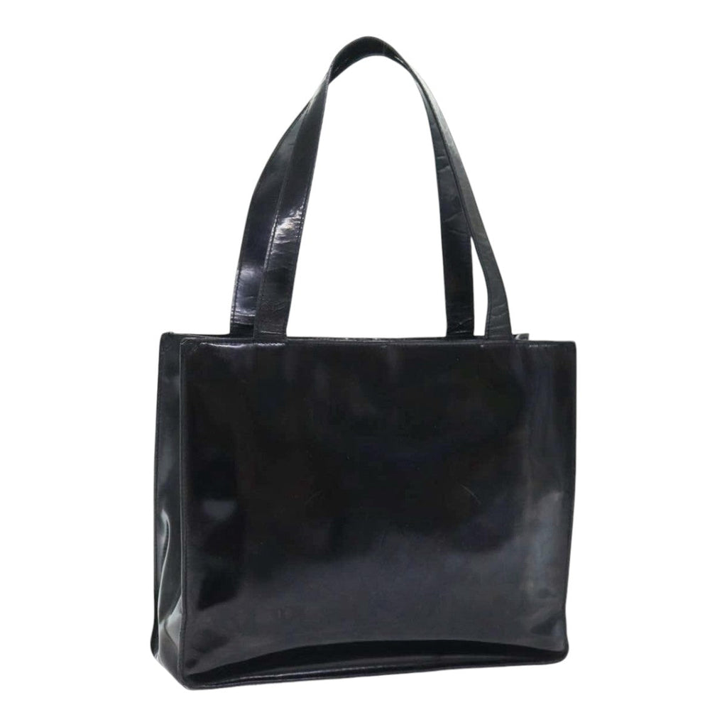CHANEL Hand Bag Patent leather Black Silver CC bs17831