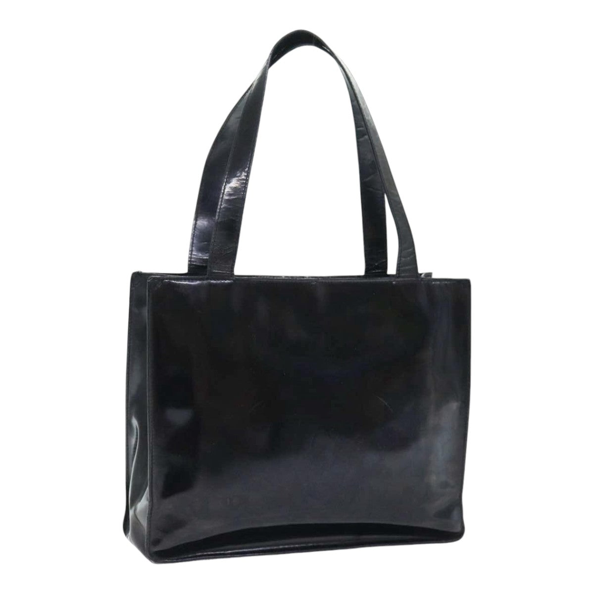 CHANEL Hand Bag Patent leather Black Silver CC bs17831
