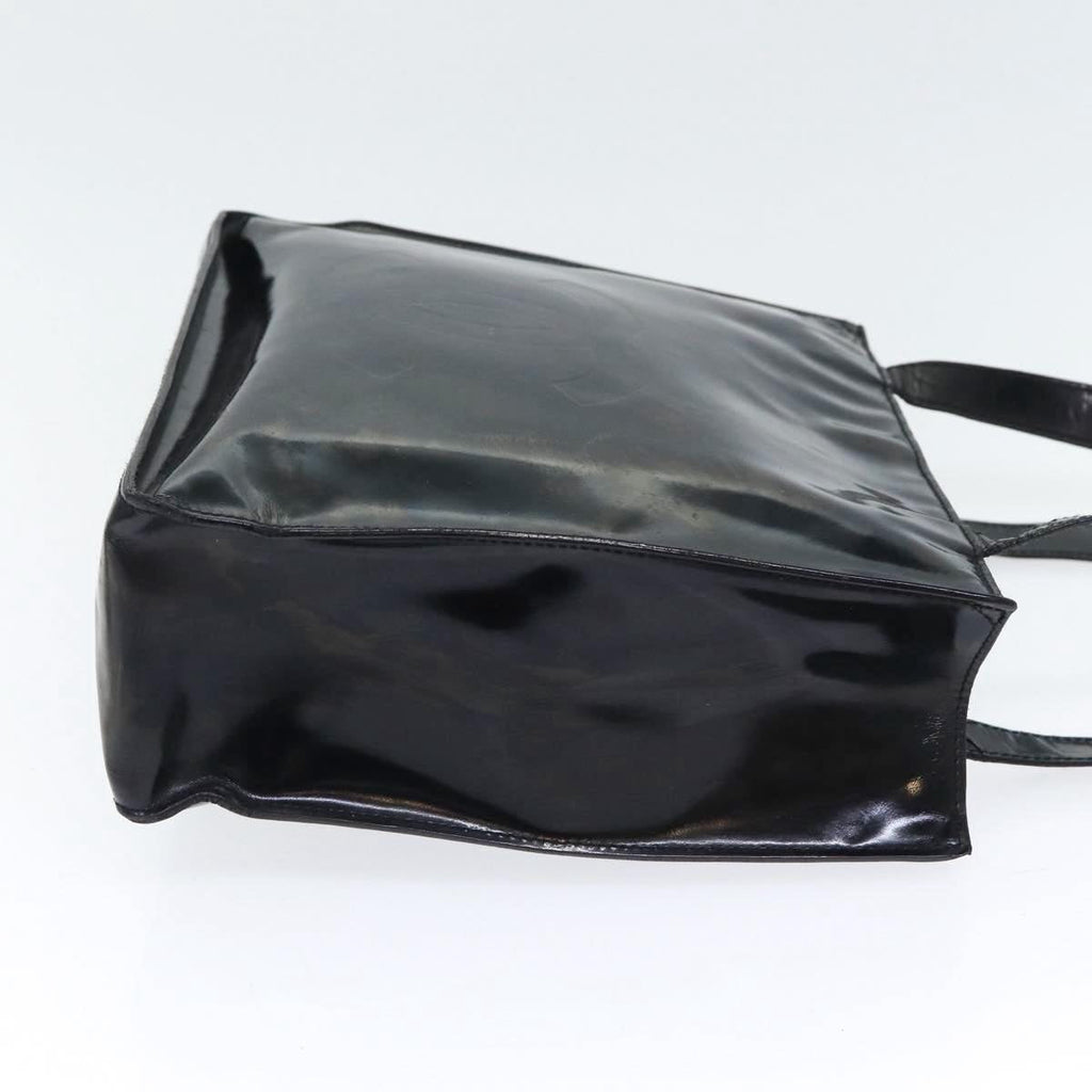 CHANEL Hand Bag Patent leather Black Silver CC bs17831