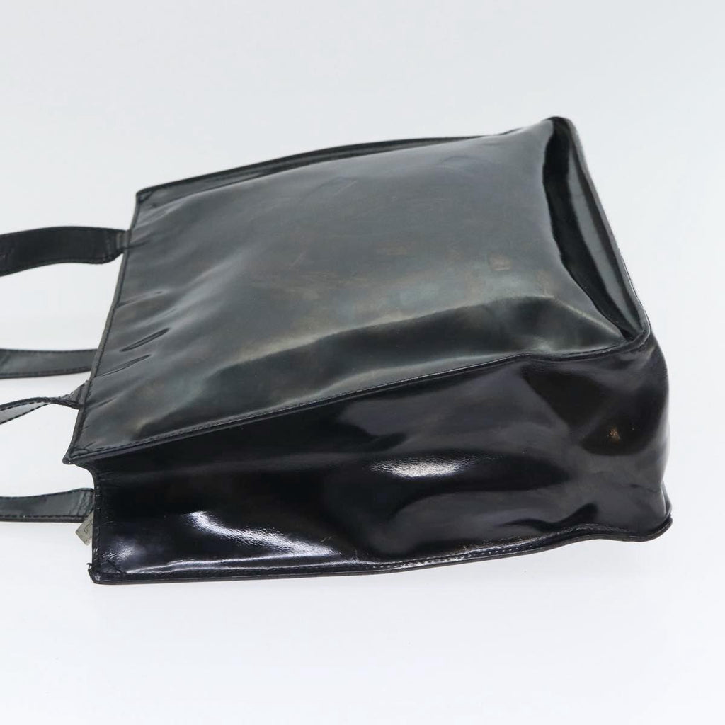 CHANEL Hand Bag Patent leather Black Silver CC bs17831
