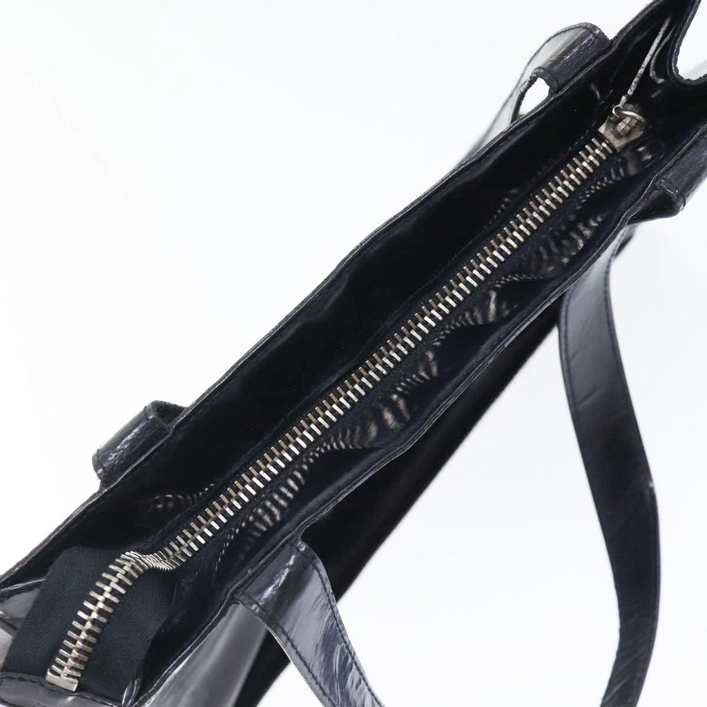 CHANEL Hand Bag Patent leather Black Silver CC bs17831