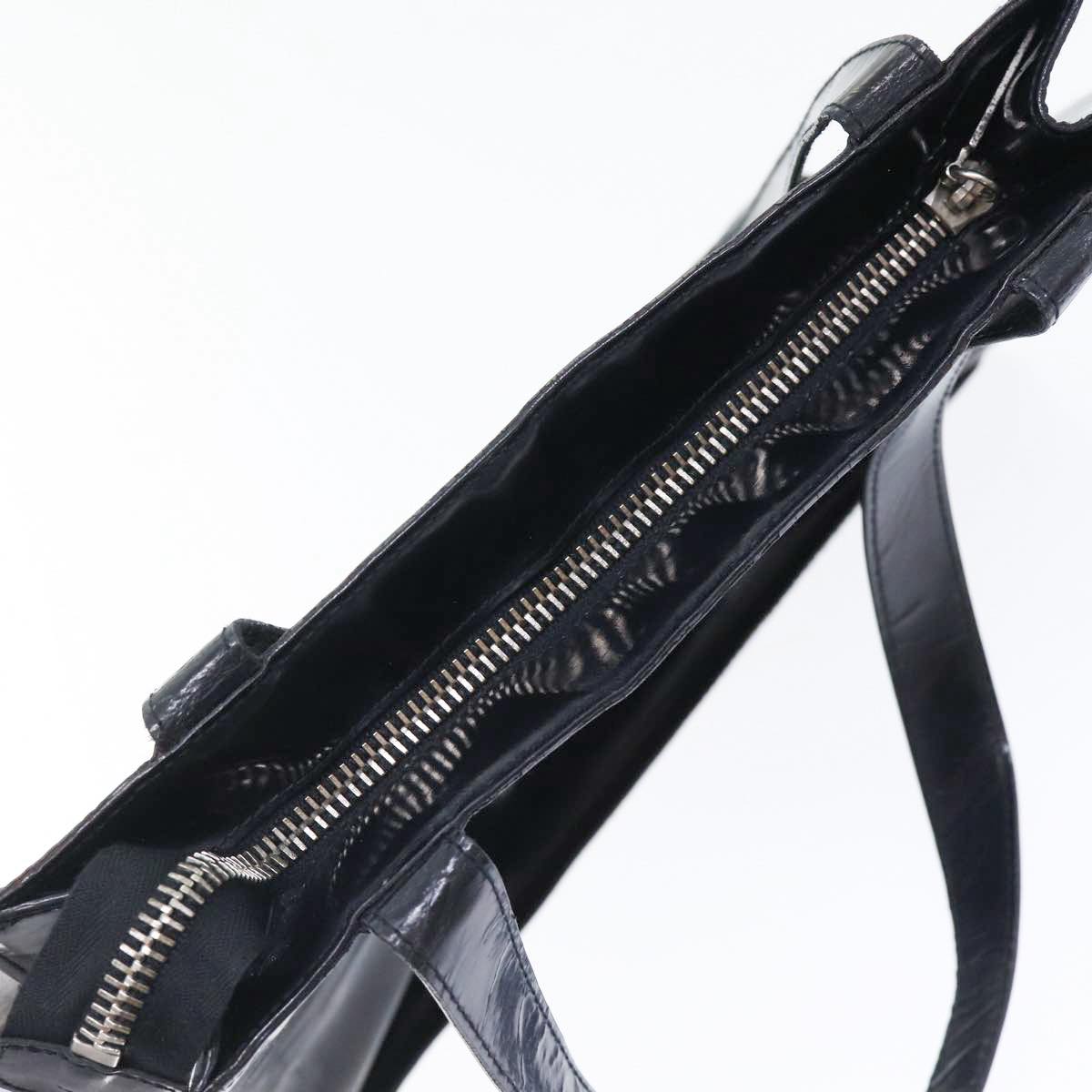 CHANEL Hand Bag Patent leather Black Silver CC bs17831