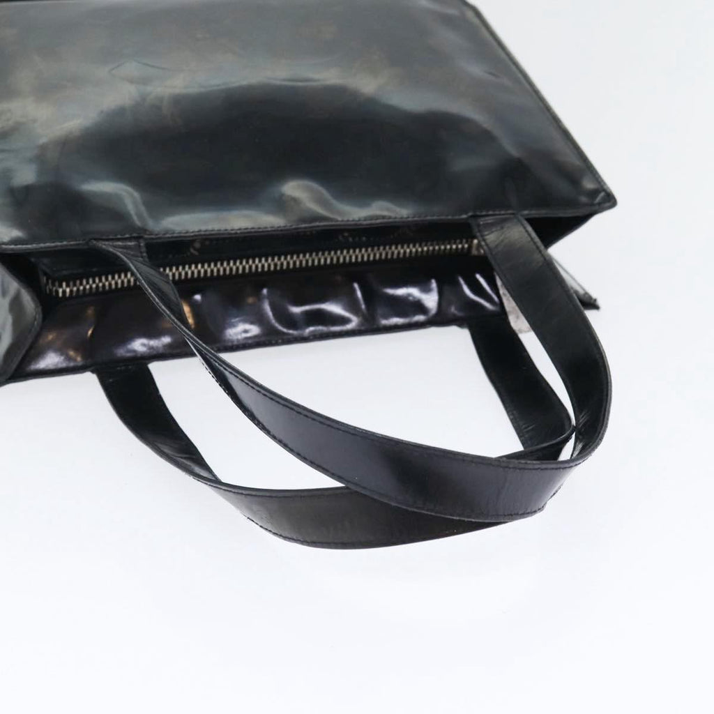 CHANEL Hand Bag Patent leather Black Silver CC bs17831