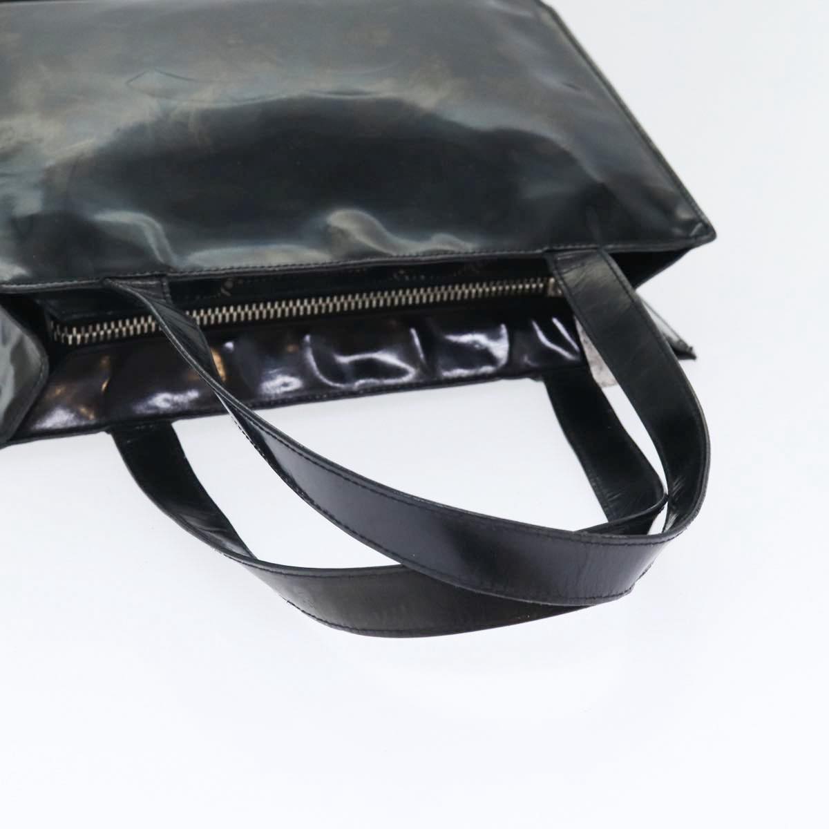 CHANEL Hand Bag Patent leather Black Silver CC bs17831