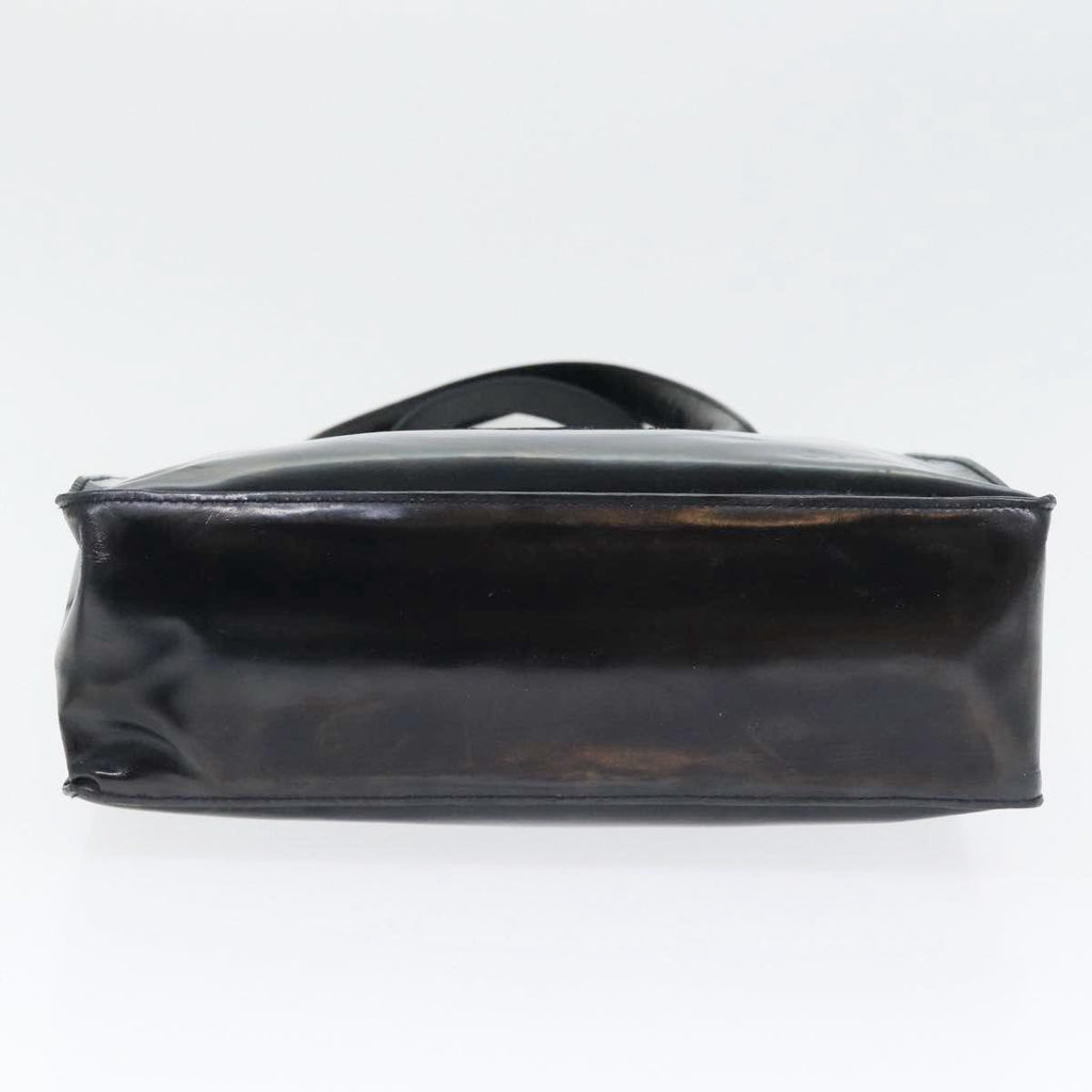 CHANEL Hand Bag Patent leather Black Silver CC bs17831
