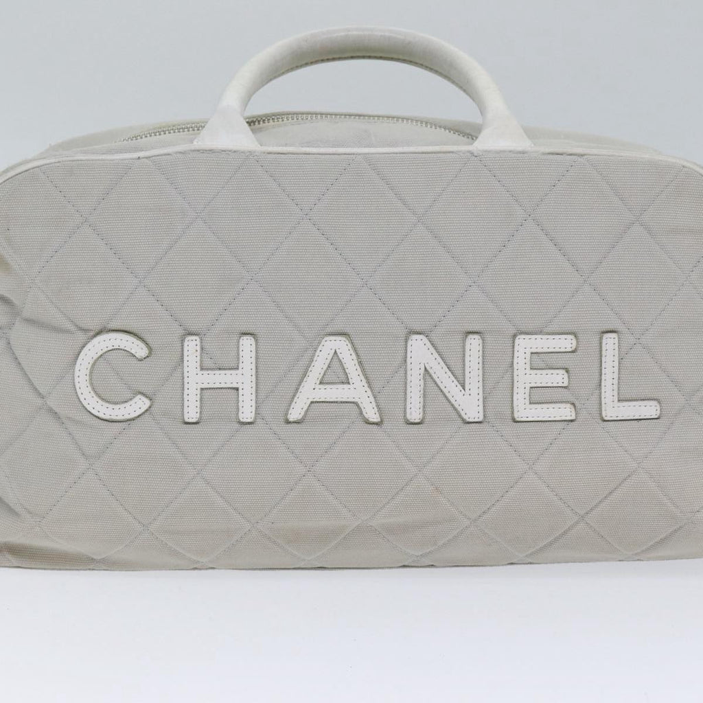 CHANEL Hand Bag Canvas Gray Silver CC bs17832