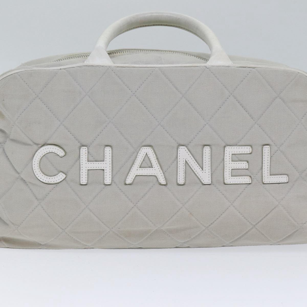CHANEL Hand Bag Canvas Gray Silver CC bs17832