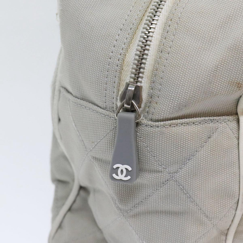 CHANEL Hand Bag Canvas Gray Silver CC bs17832